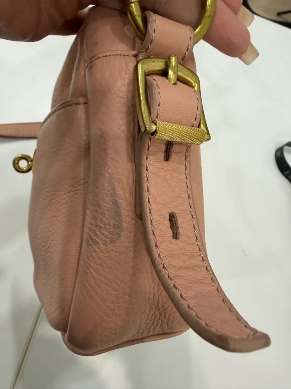 J.Crew Blush Pink Pebbled Leather Camera Crossbody Bag